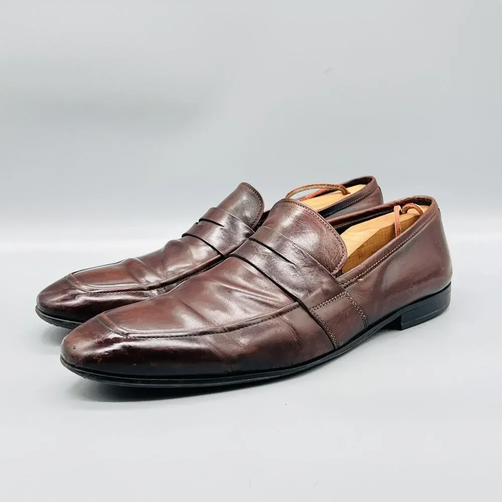 To Boot New York Shoes Mens 11 Brown Leather Adam Derrick Penny Loafers Dress